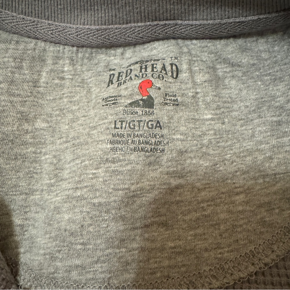 Large Tall Red Head 3 button Thermal Shirt